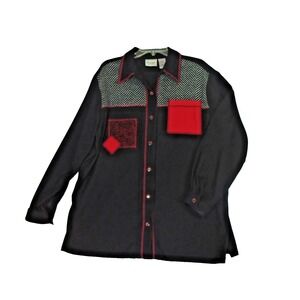 Monterey By Koret Jacket Womens Size14 Black Red Shirt Patchwork Accents Western